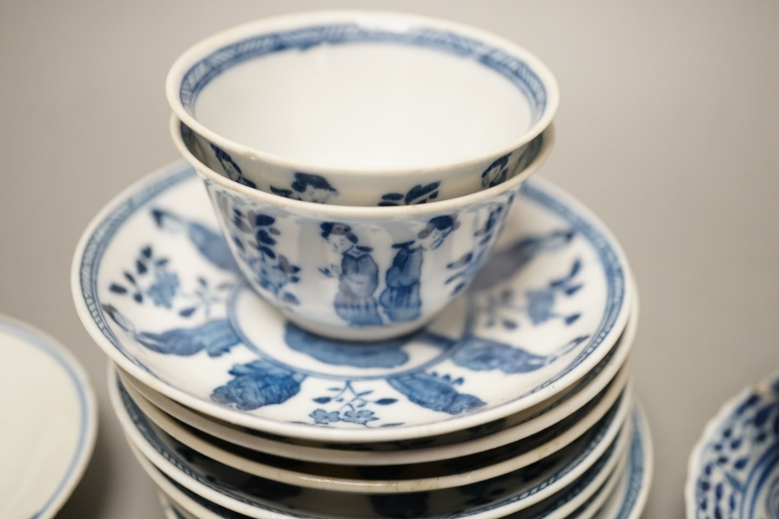 A group of Chinese porcelain teabowls and saucers, 18th-20th century